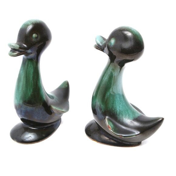 Vintage BMP Blue Mountain Pottery Ducks Clay Drip Glaze 70s Canada Pottery x 2 - Picture 2 of 9